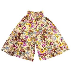 H&Z Fashion Palazzo Pants Women’s Pull On Cream & Pink Paisley Size Medium